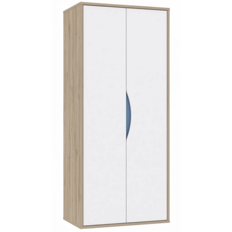 Dulap MLAND NOVS721, PAL melaminat, Stejar, Alb, Albastru