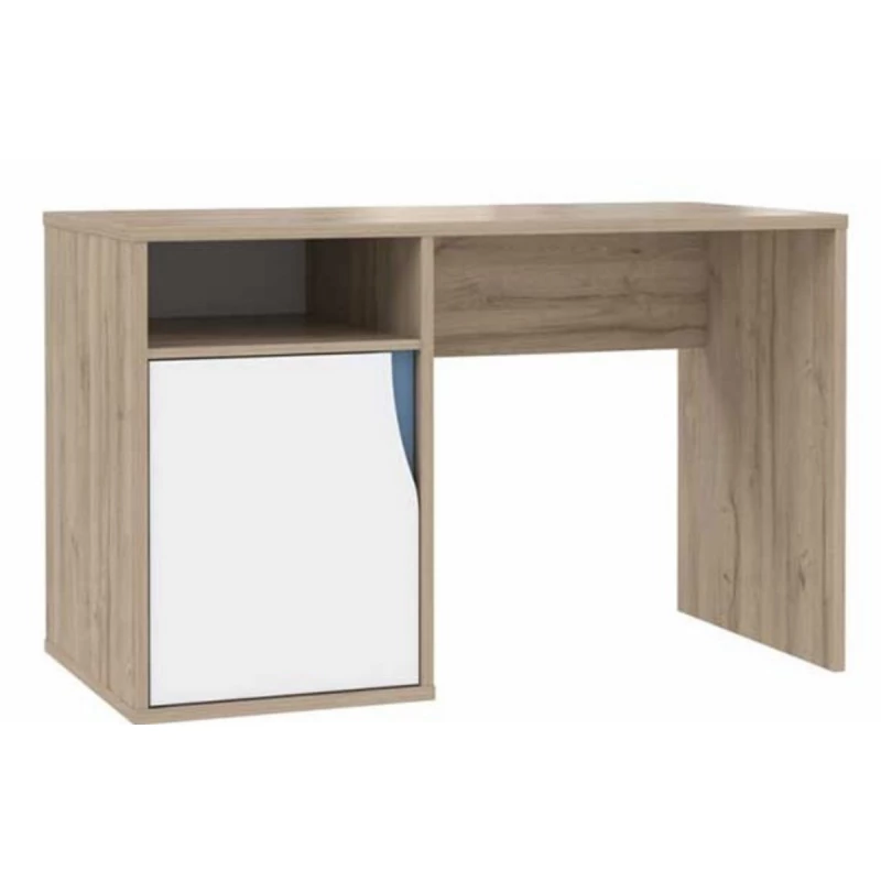 Masa de birou MLAND NOVB221, PAL melaminat, Stejar, Alb, Albastru