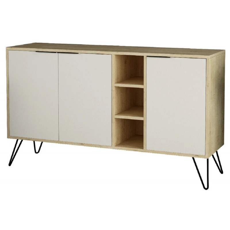 Comoda MLAND CLARA CONSOLE - OAK - WHITE, PAL, Stejar, Alb