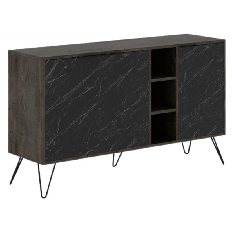 Comoda MLAND CLARA CONSOLE - DARK BROWN - BENDIR, PAL, Maro inchis, Negru