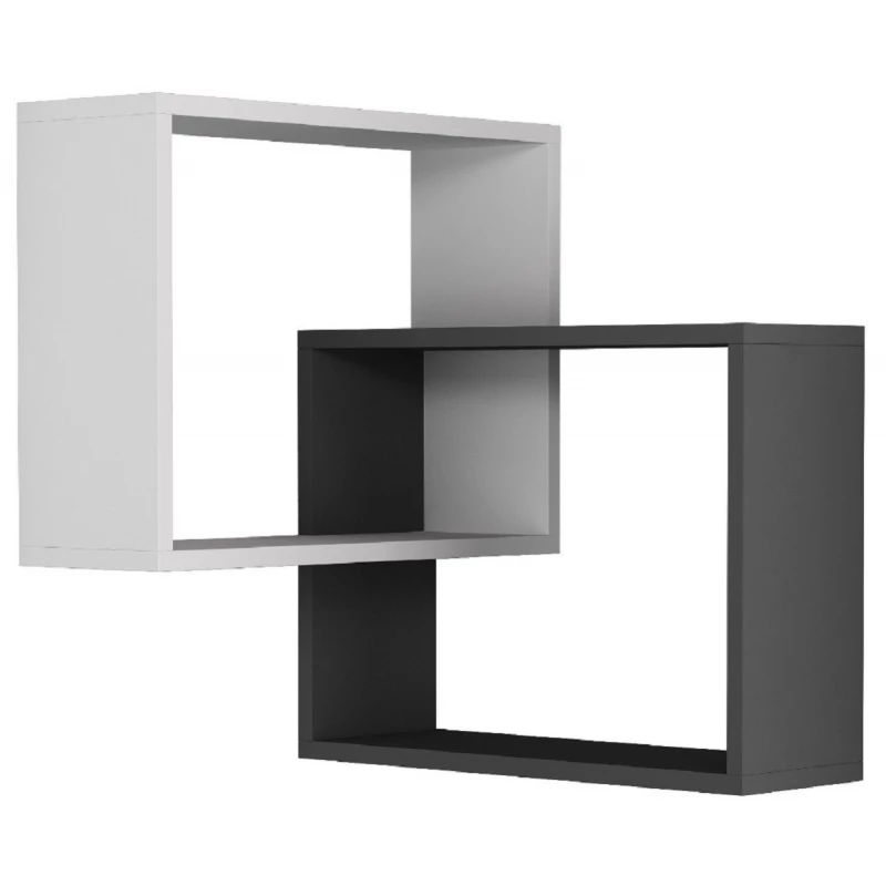 Polița MLAND RING CORNER BOOKCASE - WHITE - ANTHRACITE, Alb, Antracit, 68 x 60 x 20