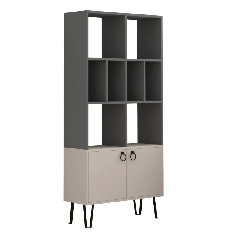 Dulap MLAND BENE BOOKCASE, PAL melaminat, Antracit, Mocco