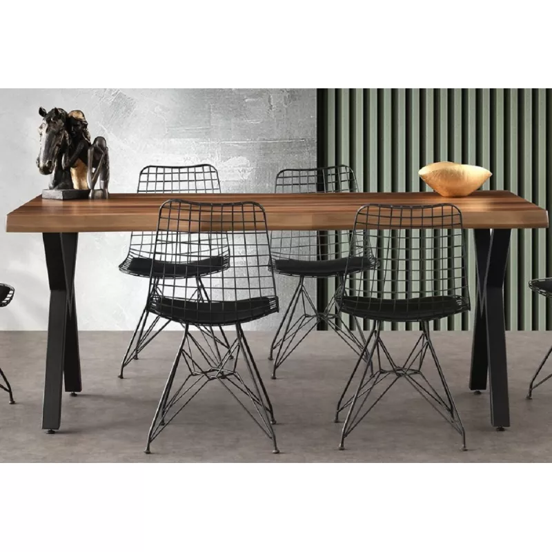 Masa NECOLINE MILANO, MDF, Metal, Maro, Negru