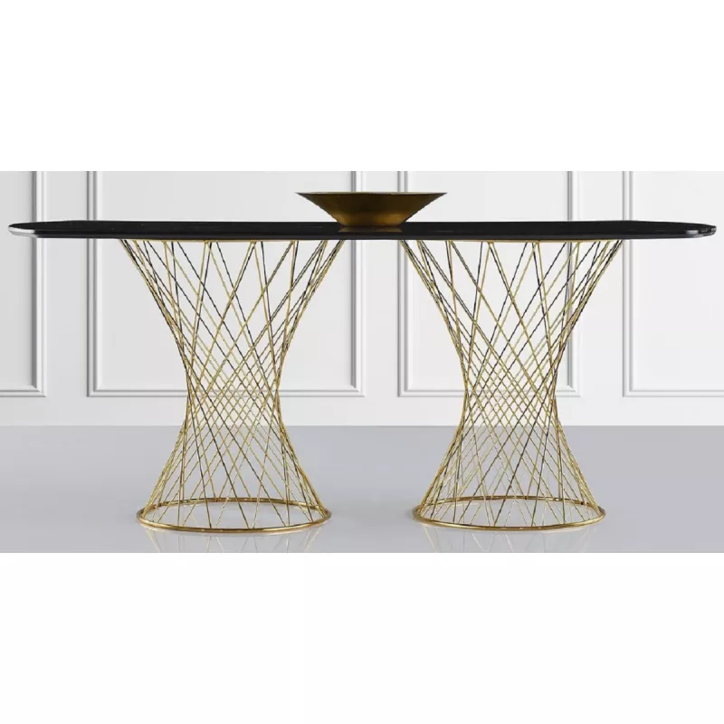 Masa NECOLINE VEGAS, MDF, Metal, Negru, Auriu