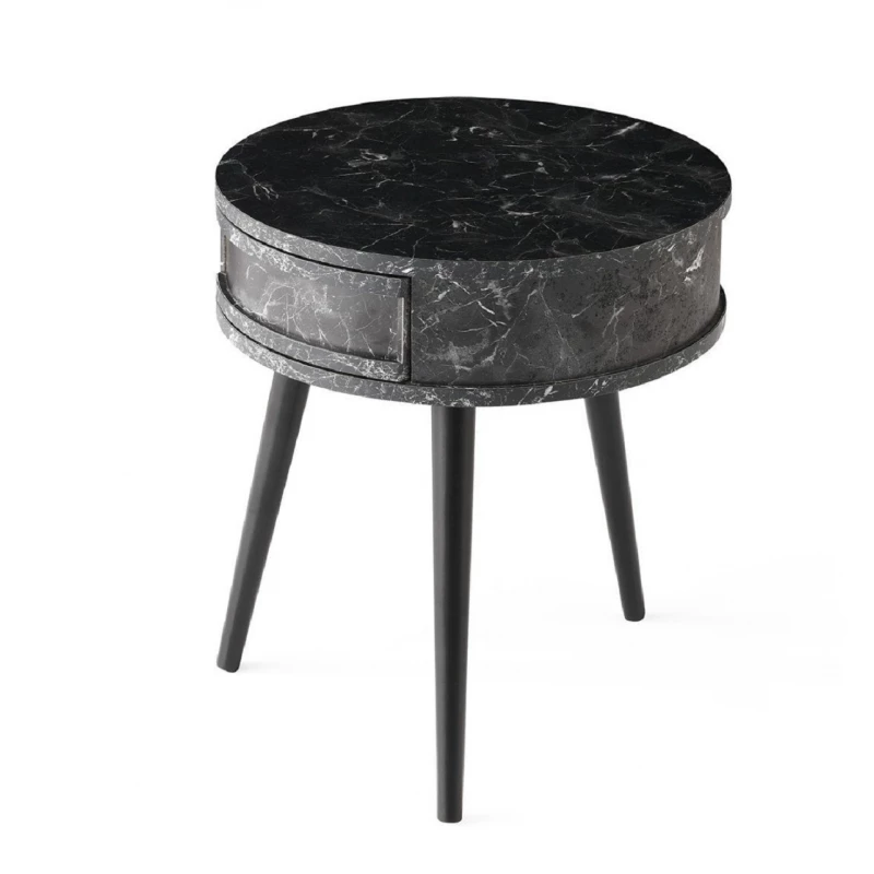 Masa cafea NECOLINE YUVARLAK, Lemn, Negru