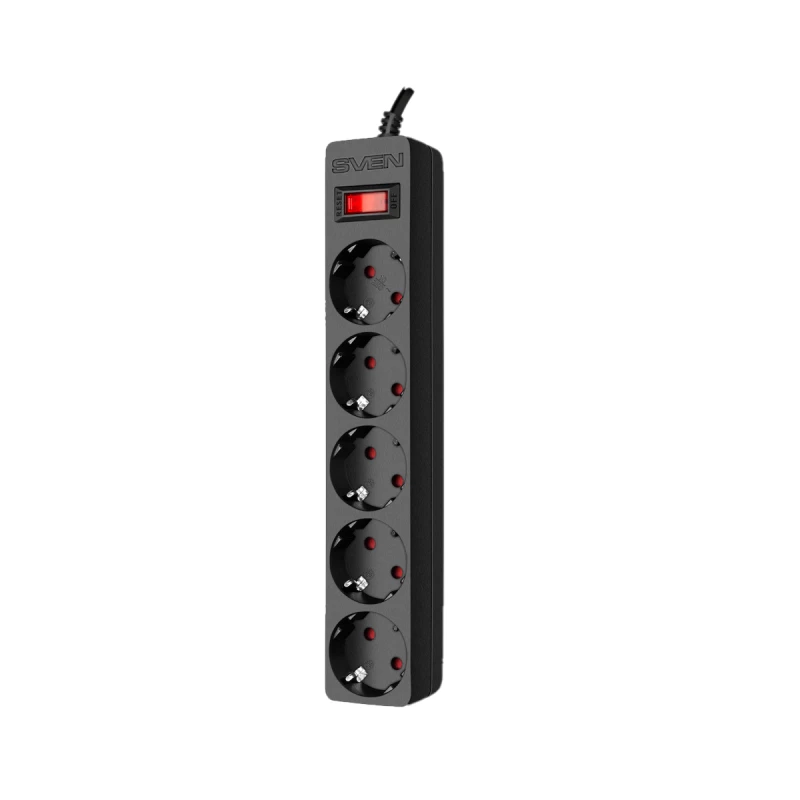 Prelungitor cu protectie SVEN SF-05E, 5 SOCKETS, CHILDREN PROTECTION, 3.0M, BLACK