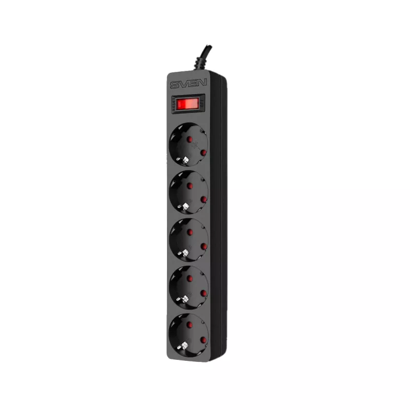 Prelungitor cu protectie SVEN SF-05E, 5 SOCKETS, CHILDREN PROTECTION, 5M, BLACK