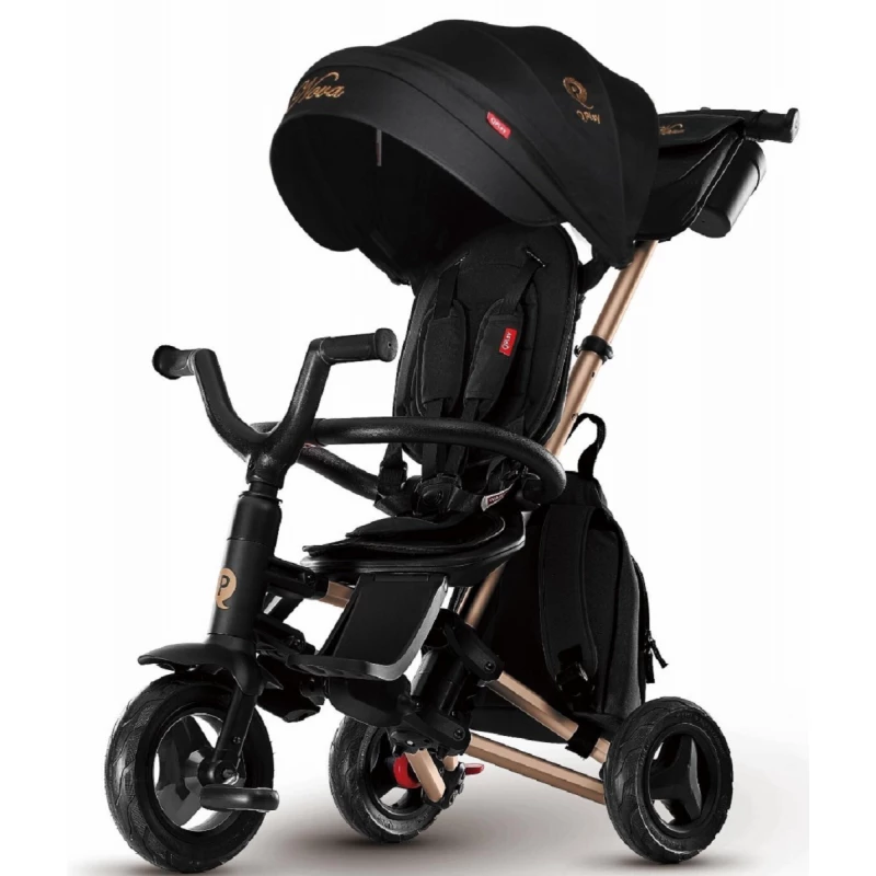 Bicicleta pentru copii QPlay NOVA RUBBER GOLD, 0.8-5 ani, 8.5", 7.5", Negru, Auriu