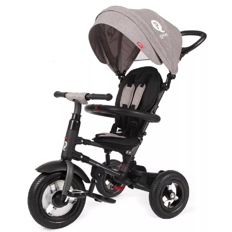 Bicicleta pentru copii QPlay RITO RUBBER GREY, 0.5-3 ani, 10", 8", Gri