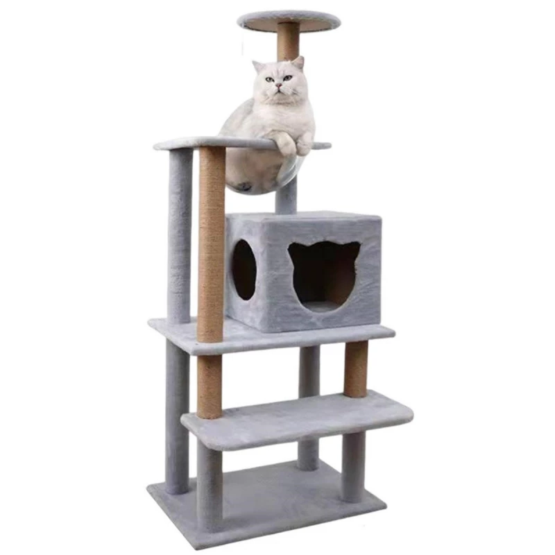 Ansamblu de joaca pentru pisici Cat Tree 015 GREY, Gri, 140 x 60 x 40