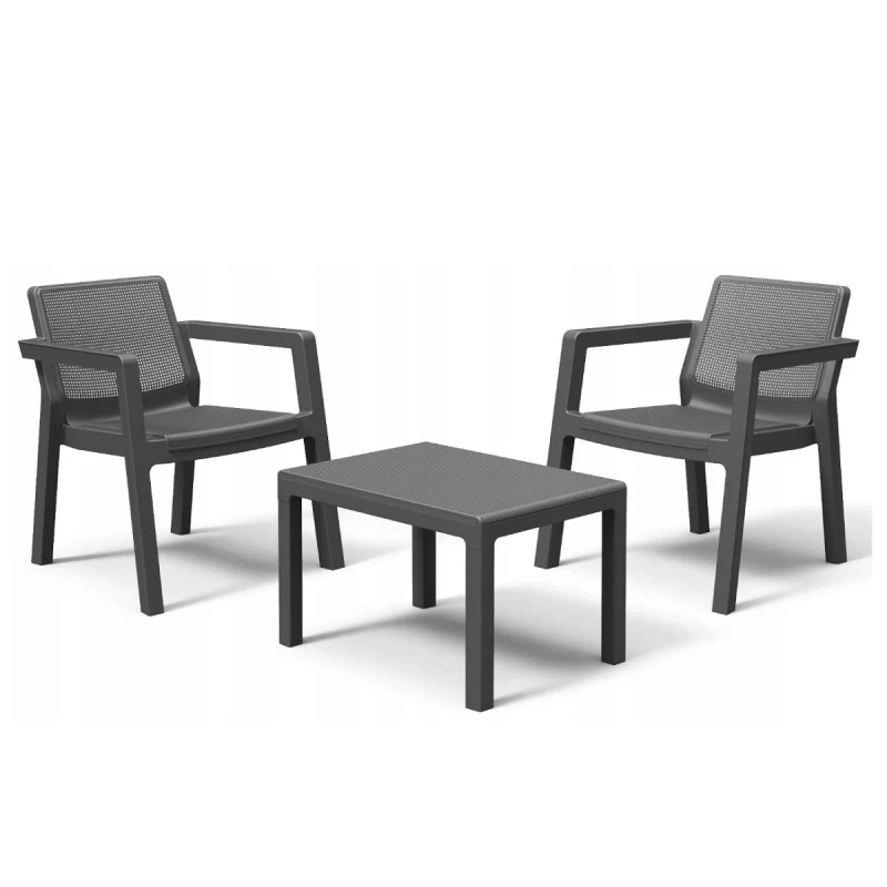 Set mobila de gradina KETER EMILY BALCONY SET GRAPHITE (247062), Plastic, Grafit