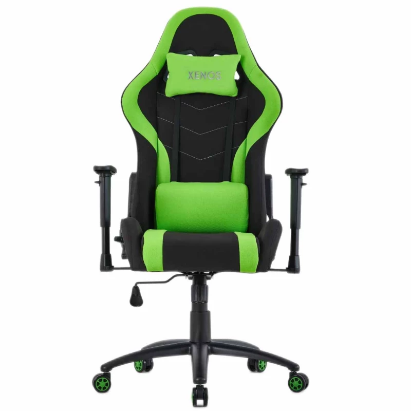 Fotoliu Gaming Xenos NOX BLACK-GREEN, Stofa, Gazlift, 150 kg, 180 cm