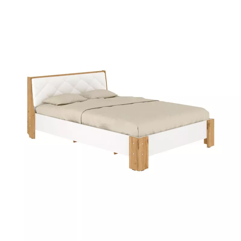 Pat PEHOTIN "МОНИКА" 160, Stejar tahoe+piele alb, 160 x 200