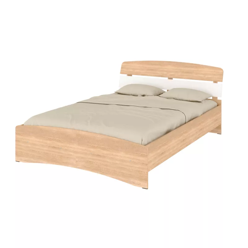 Кровать PEHOTIN "Милана" 140, Дуб сонома, Белый, 140 x 200