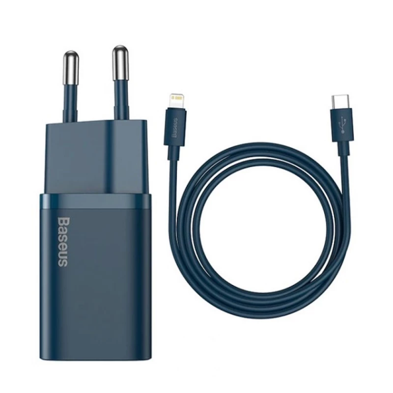 Incarcator Baseus SUPER SI QUICK CHARGER TYPE-C PD3.0 20W （WITH  CABLE TYPE-C TO LIGHTNING 1M), BLUE