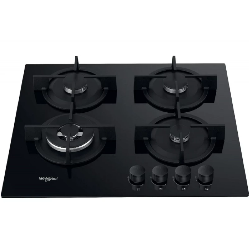 Варочная газовая панель WHIRLPOOL GOR 625/NB1, 4 конфорки, Конфорка Wok, Закаленное стекло, Черный