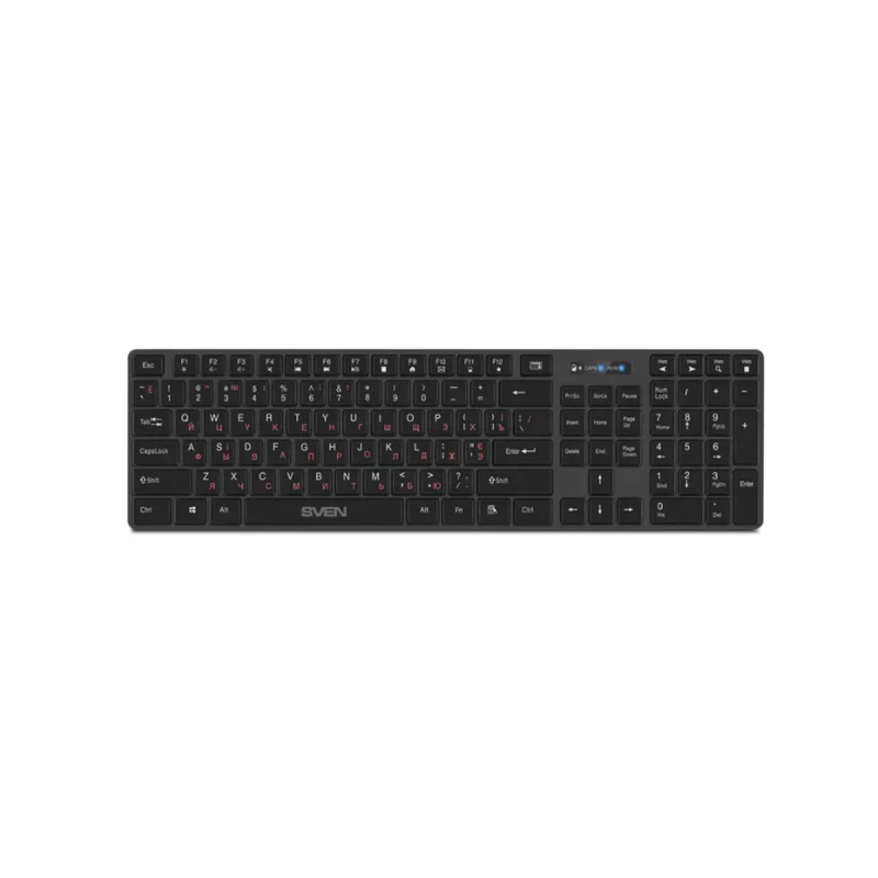 Tastatura fara fir SVEN KB-E5300W,12 Fn keys, Battery indicator., 2xAAA, 2.4 Ghz, Black