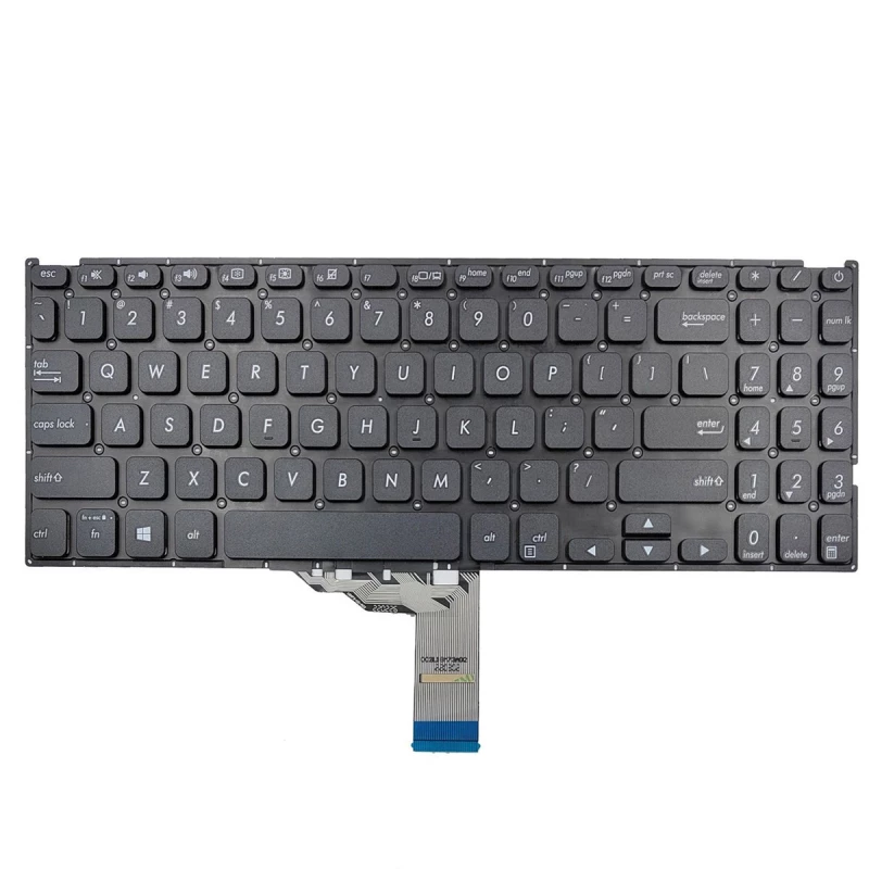 Keyboard OEM ASUS X515 X515DA X515EA X515J X515JA X515UA X515MA W/BACKLIT W/O FRAME "ENTER"-SMALL ENG/RU BLACK ORIGINAL