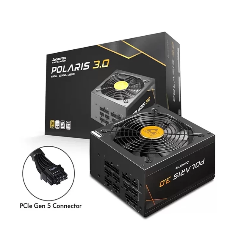 Sursa de alimentare PC CHIEFTEC 850W ATX POWER SUPPLY POLARIS 3.0 PPS-850FC-A3, 850W, 135MM FDB SILENT FAN, PCIE GEN 5 WITH 80 PLUS GOLD, ATX 12V 3.0, EPS12V, CABLE MANAGEMENT, ACTIVE PFC (POWER FACTOR CORRECTION)
