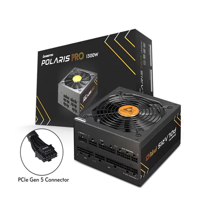 Sursa de alimentare PC CHIEFTEC 1300W ATX Power supply Polaris PRO PPX-1300FC-A3, 1300W, 135mm FDB Silent fan, PCIe GEN 5 with 80 PLUS PLATINUM, ATX 12V 3.0, EPS12V, Cable management, Active PFC (Power Factor Correction)