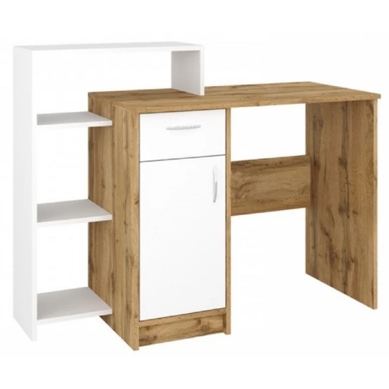 Masa de birou PEHOTIN "КРЕДО", Stejar Tahoe, Alb, 116.6 x 92 x 48