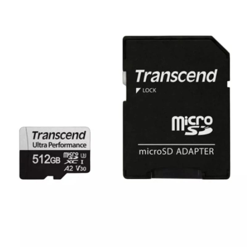 Карта памяти TRANSCEND 512GB MicroSD (Class 10) UHS-I (U3) +SD adapter, TS256GUSD340S (V30, A2, R/W:160/125MB/s)