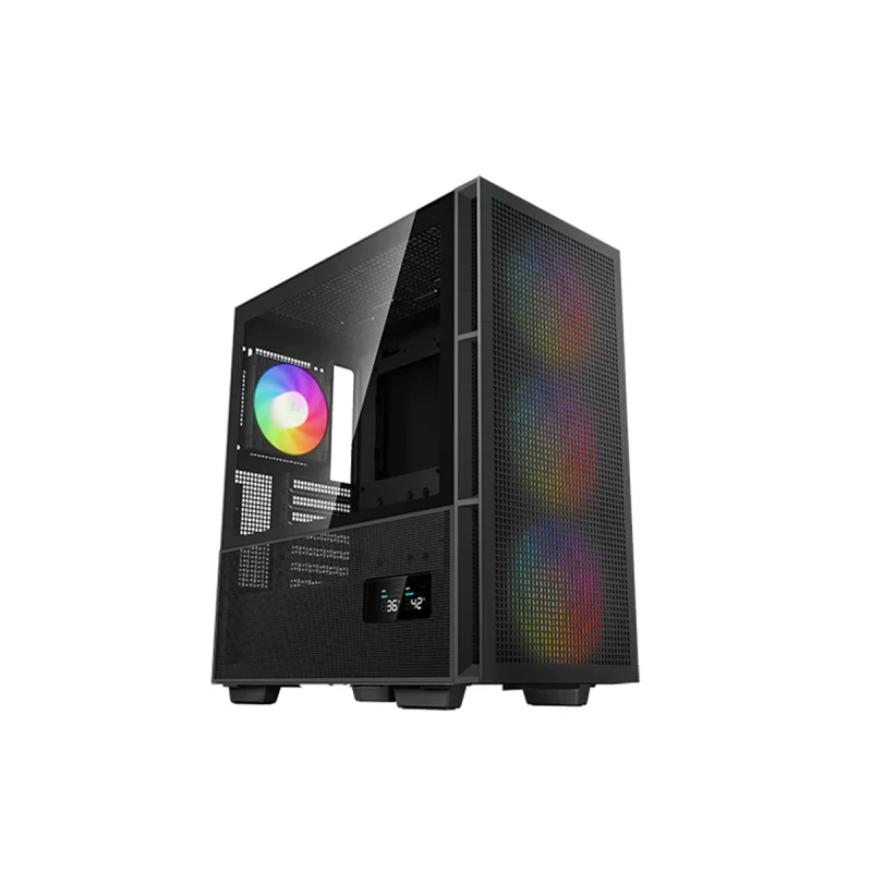 Carcasa fara PSU DEEPCOOL CH560 DIGITAL, W/O PSU, 3X140MM & 1X120MM ARGB, HYBRID TEMPERED GLASS, DIGIT DISPL