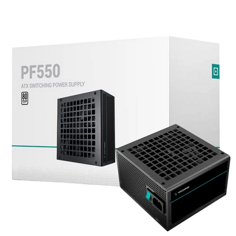 Sursa de alimentare PC DEEPCOOL POWER SUPPLY ATX 550W PF550, 80+, ACTIVE PFC, BLACK FLAT CABLES, 120 MM SILENT FAN