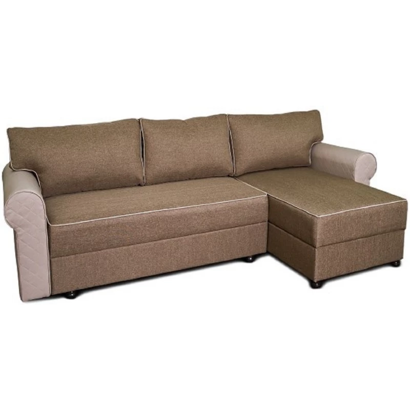 Canapea de colt Mobilier
 "VICTORIA CLASIC" LUX 03+HAITI 03 PIK 1, Maro, Pudra, 255x155x76