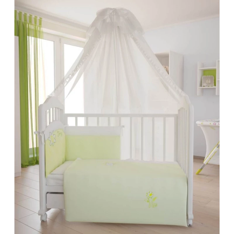 Lenjerie de pat FAIRY "PE CIMPIC" 7 UNITATI, Verde, Alb