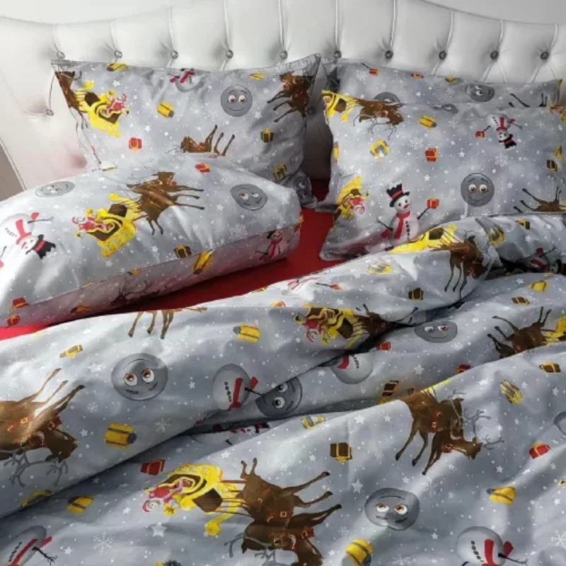Постельное белье (комплект) LiLiMax

 New Years Олени 180x200x30, Двуспальный Евро, Ранфорс, Светло-серый