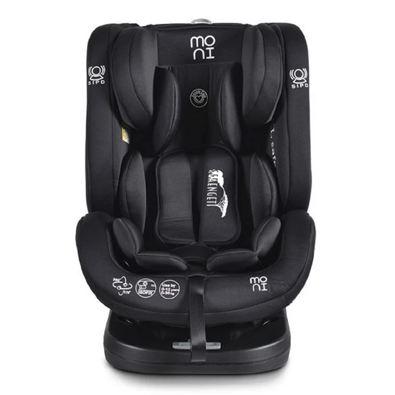 Автокресло детская Moni Serengeti Isofix Black, 0/1/2/3, 0-36 кг, 0-12 лет, Черный