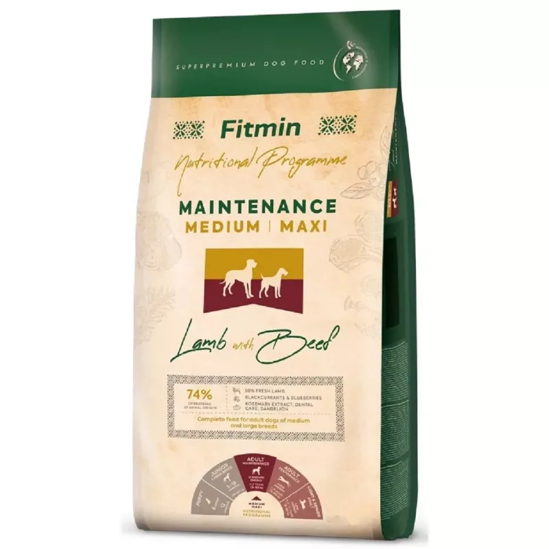 Hrana uscata Fitmin DOG MEDIUM MAXI MAINTENANCE LAMB&BEEF, 2.5 kg