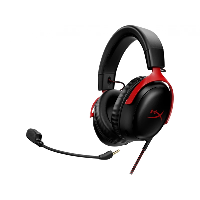 Игровые наушники HyperX CLOUD III, Red, Solid aluminium build, Microphone: detachable, DTS Headphone:X Spatial Audio, Driver: Dynamic / 53mm with Neodymium magnets, Frequency response: 10Hz–21kHz, Cable length:1.2m+1.3m USB dongle cable, Multiplatform Compat
