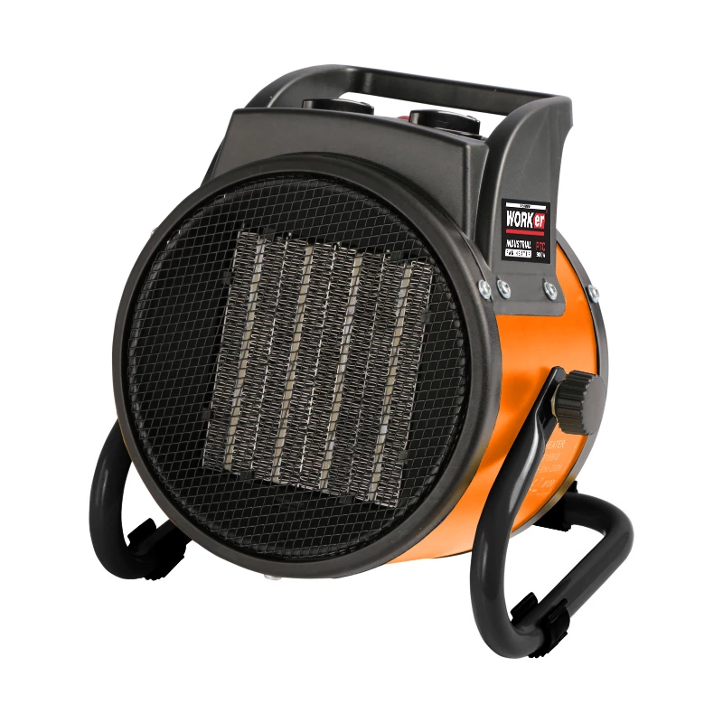 Aeroterma TechnoWorker electrica PTC2000W, 2000 W, 2 trepte, Negru, Oranj