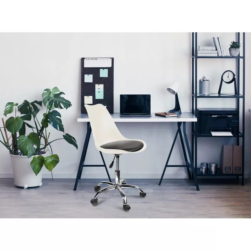 Kресло Jumi Iger Белый, Черный, Экокожа, Металл, Gazlift, 100 kg