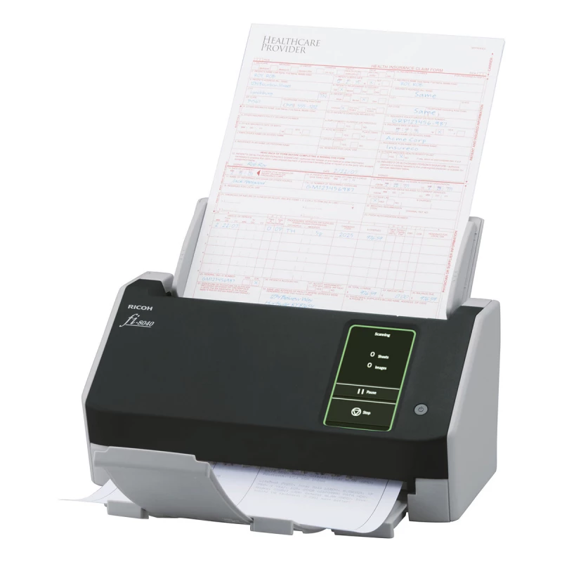 Scaner RICOH FI-8040, Scanner Type: ADF (Automatic Document Feeder)/Manual Feed, DuplexScanning Speed (A4 Portrait), (Color/Grayscale/Monochrome): Simplex : 40 ppm (200/300 dpi), Duplex : 80 ipm (200/300 dpi)Image Sensor Type: : CIS x 2 (front x 1,