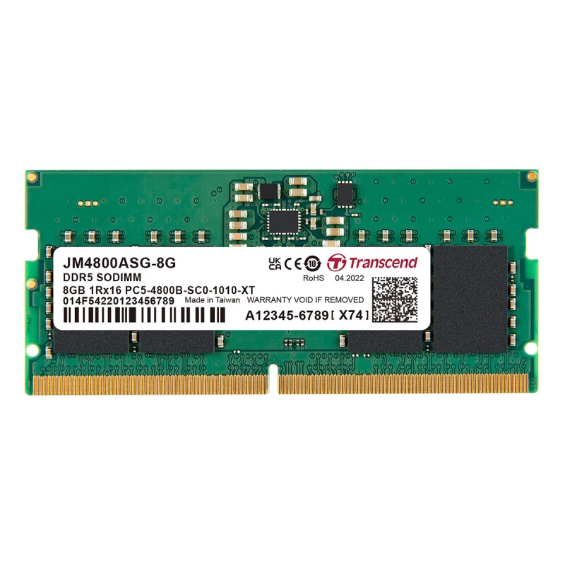 Модуль памяти TRANSCEND 8GB DDR5-4800MHz, SODIMM JetRam, PC5-38400U, 1Rx16, CL40, 1.1V