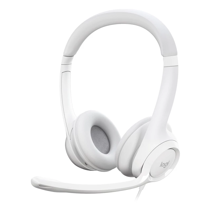 Casti cu fir si microfon LOGITECH H390, Noise-canceling Microphone, Headset: 20–20,000 Hz, Microphone: 100–10,000 Hz, In-line audio controls, USB, OFF-WHITE