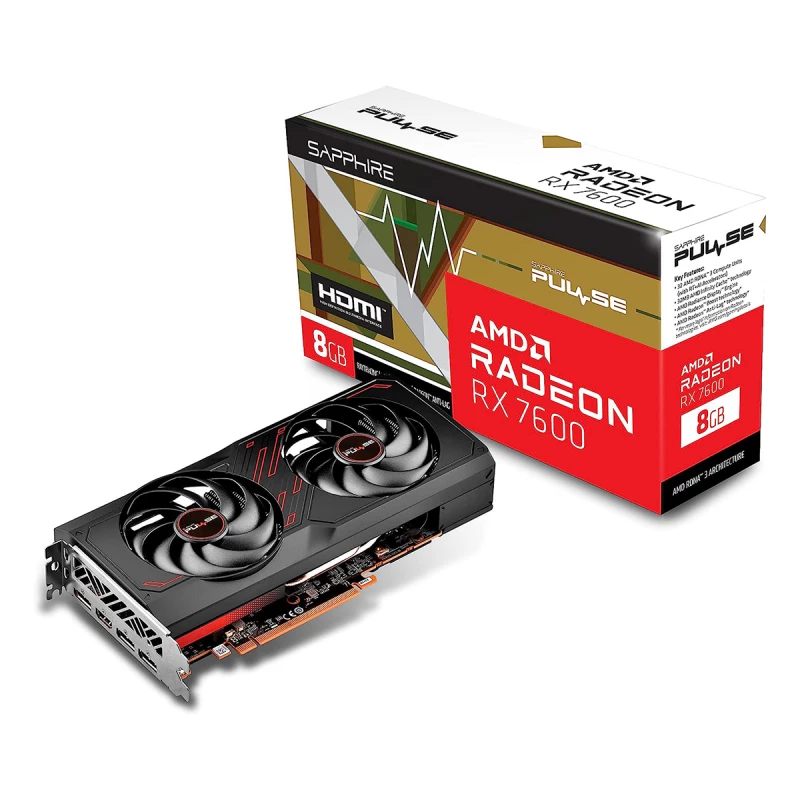 Placa video SAPPHIRE PULSE RADEON™ RX 7600 8GB, 16GB GDDR6 256Bit 2565/19500Mhz, 2xHDMI, 2xDP, Triple Fan, SP: 3840, AMD RDNA 3, 5nm GPU, PCIe4.0, Composite Heatpipe, Two-Ball Bearing, Angular Velocity Fan Blade, Aluminum Alloy Frame, Dual UEFI, ARGB Light Bar, M