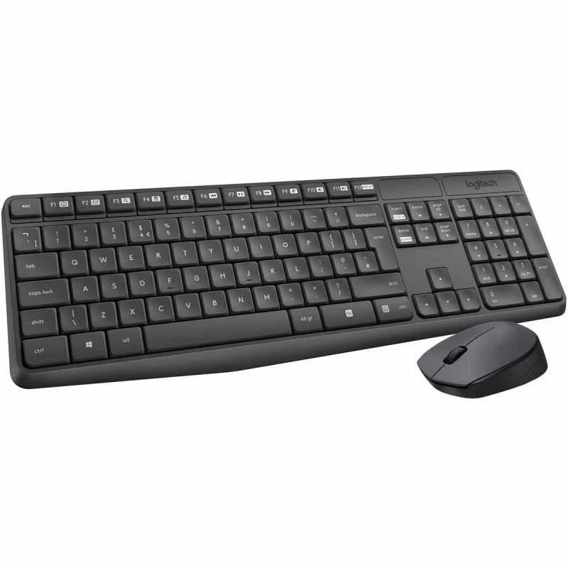 Kit (keyboard+mouse) LOGITECH WIRELESS KEYBOARD & MOUSE MK235, LOW-PROFILE, SPILL-RESISTANT, FN KEY, EN, GREY, PN: 920-007931