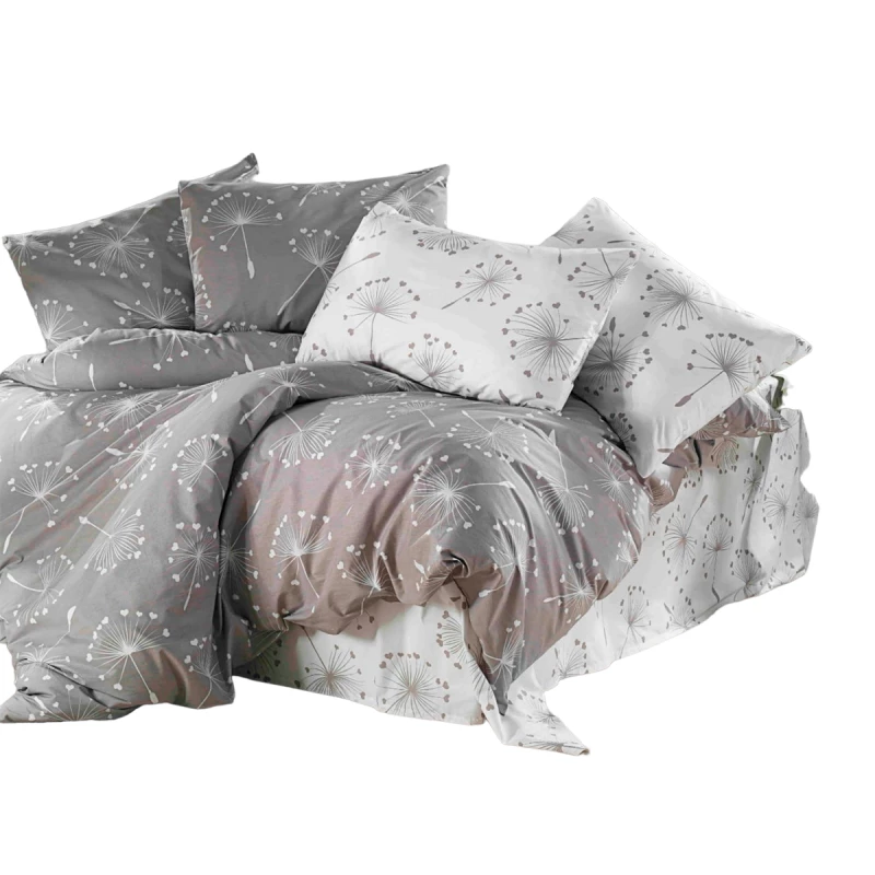 Lenjerie de pat Cottony SLPR RANFORCCE PAPADIE CU INIMIOARE, 2 persoane,Ranforce,Gri