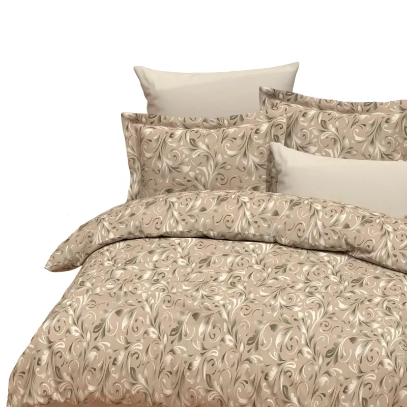 Lenjerie de pat Cottony SLPR RANFORCCE GABRIEL BEJ/CEZARA NR 84, 2 persoane, Ranforce, Bej