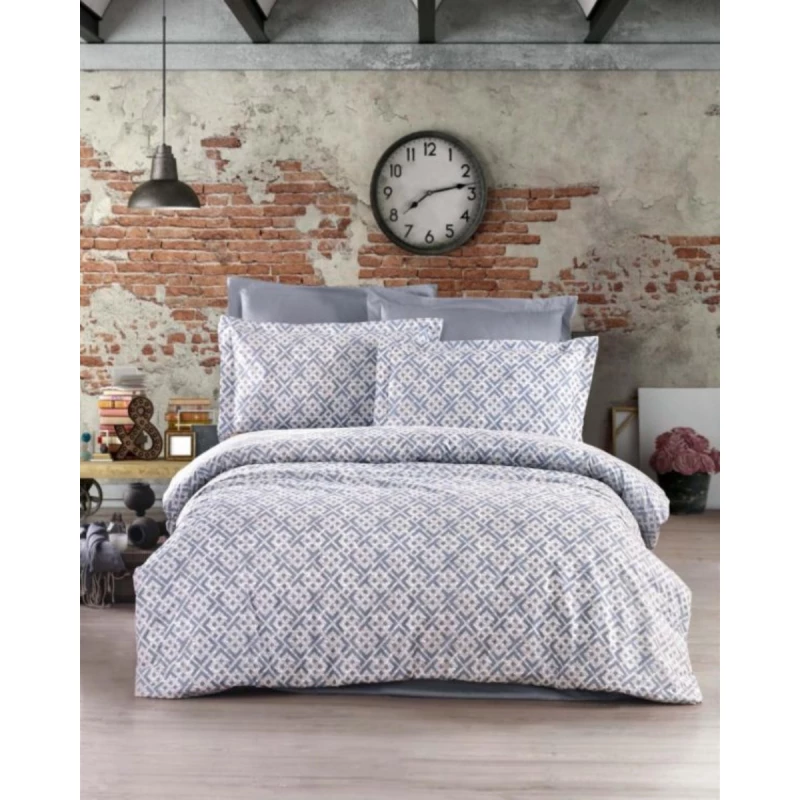 Lenjerie de pat Cottony LABIRINT / DAMIAN F53, 2 persoane, Satin de Lux, Albastru