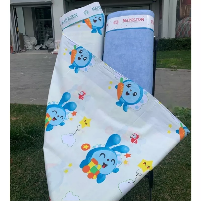 Lenjerie de pat Cottony TIKI RIKI TA / BLUE INCHIS, 1 persoana, Poplin, Alb, Albastru