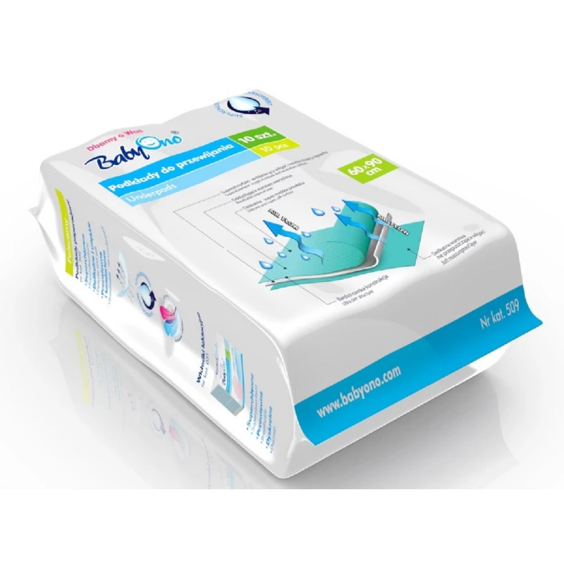 Простынь BabyOno 0509 гигиеническая 60*90 см. (10 buc), Белый