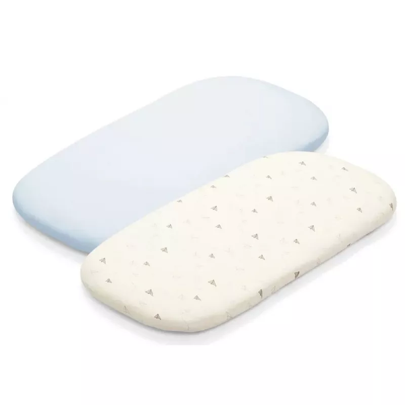 Cearceaf BabyOno 0748/03 DE BAMBUS CU BANDA ELASTICA PENTRU CARUCIO 2 BUC, Bumbac, Albastru deschis