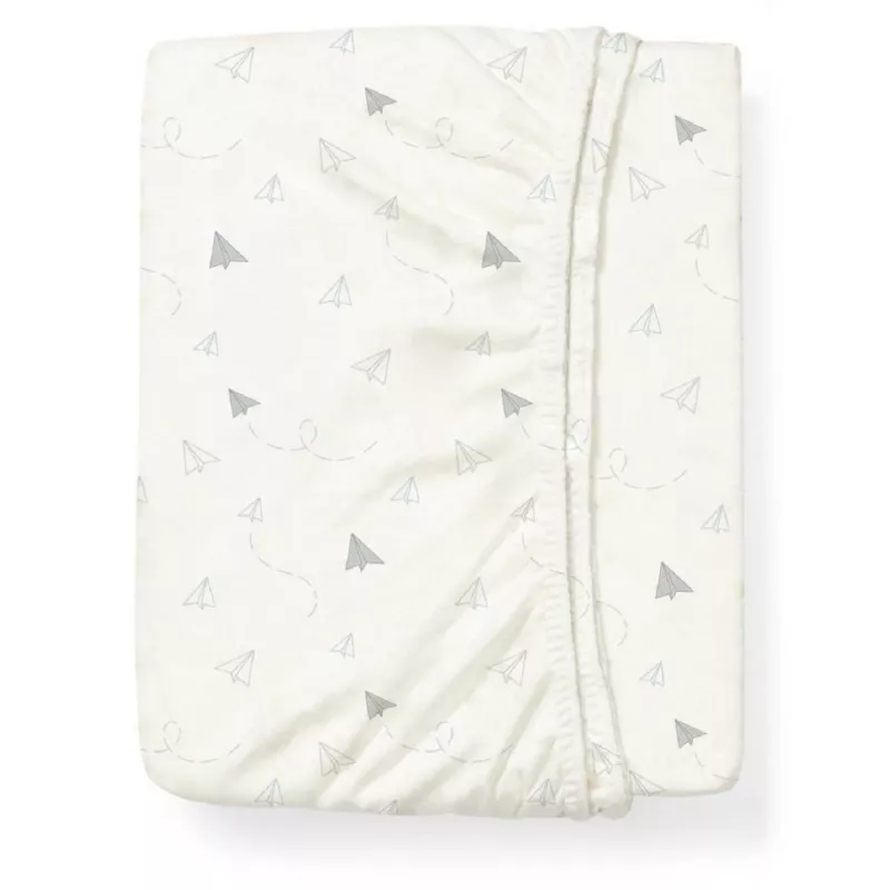 Cearceaf BabyOno 0749/03 CU BANDA ELASTICA PENTRU PATUT, Bambus, Alb