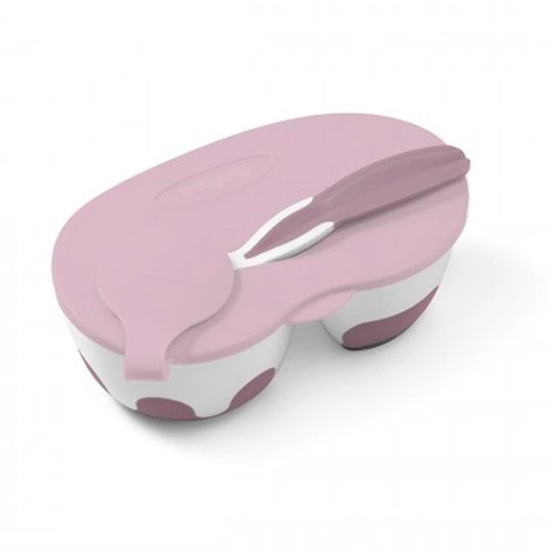 Farfurie BabyOno 1067.02 FARFURIE DUBLA CU LINGURA ROZ