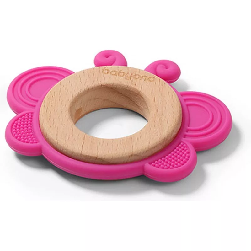 Игрушка-прорезыватель BabyOno 1075/01 силикон-дерево BUTTERFLY